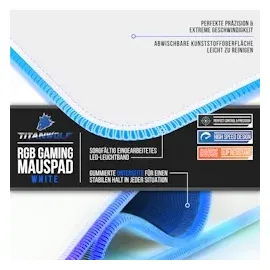 Titanwolf - RGB Gaming Mauspad - LED Schreibtischunterlage - 900x400 mm Übergröße - XXL Mousepad - LED Multi Color - 11 Beleuchtungs-Modi