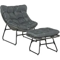 Outsunny Rattan Relaxsessel Gartensessel 69 x 76 x 70 cm grau