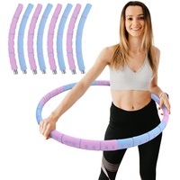 Hula Hoop Fitness Reifen Edelstahl 8 Teile gepolstert befüllbar Pink Blau