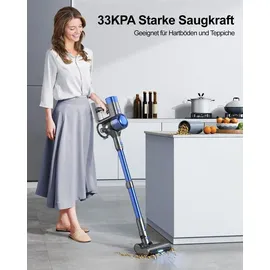 BuTure Akku Staubsauger 450W/38000pa,Staubsauger Kabellos bis zu 55 Min. Laufzeit,Kabelloser Staubsauger mit Touchscreen,Anti-Tangle-Bodenbürste,