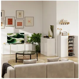 Homcom Sideboard 80 x 80 x 40 cm Hochglanzweiß
