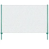 vidaXL Maschendrahtzaun mit Pfosten Stahl 25 x 2 m Grün