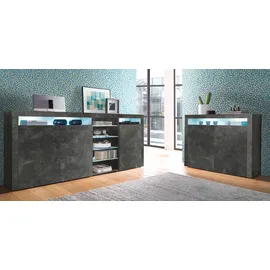 borchardt Möbel Highboard 200 x 89 x 35 cm grau