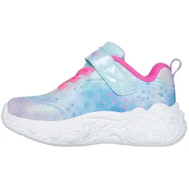 SKECHERS Lauflernschuh SKECHERS "ETERNAL HEART LIGHTS", Baby, Gr. 23, bunt (hellblau, multi), Lederimitat, Textil, Glitzer, Schuhe, Blink,-Klettschuh mit Herz-Applikation, Größenschablone zum Download