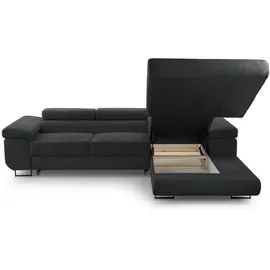 ax living Cord Couch L Form – Arborio R 280 cm Ecksofa in Dunkelgrau - Schwarz