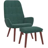 vidaXL Relaxsessel mit Hocker Samt 72 x 96,5 x 70 cm Dunkelgrün
