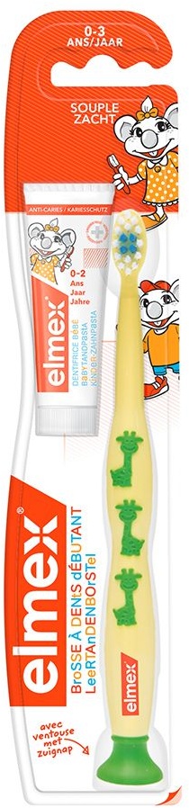 elmex® Débutants Brosse à dents Souple 0-3 ans + Dentifrice Enfant 3-6 ans 1 pc(s) brosse(s) à dents