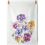 Ambiente Home Ambiente Geschirrtuch Küchentuch Trockentuch 50x70cm 100% Baumwolle Blumenmotiv Frühling Garten Stiefmütterchen Pansies