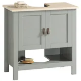 SoBuy Waschbeckenunterschrank mit 2 Türen MDF Hellgrau 60 cm BZR69-II-HG Schminkkommode für Schlafzimmer