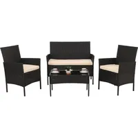MCW Poly-Rattan Garten-Garnitur MCW-N98, Sitzgruppe Lounge-Set, Metall Glas Stoff/Textil