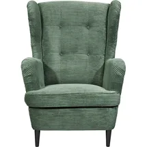Möbel Boss Ohrensessel OSKAR Cord 78 x 102 x 98 cm Dunkelgrün