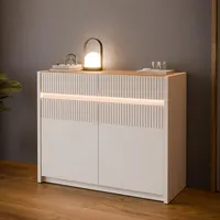 Forte Oak SQUERE Kommode, Beleuchtung, Soft Close, Lamellenoptik