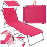 Tectake tectake® Gartenliege, klappbar, 4-fach verstellbare Rückenlehne mit Kopfpolster, 190 x 68 x 65 cm