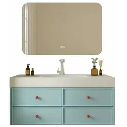 Waschbecken aus Keramik,Badmöbel Set120x55 cm, Badezimmermöbel,Bad Schränke,Waschtisch,LED-Spiegel,Blau /LSC120/