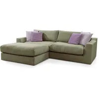 CAVADORE Ecksofa Fiona / Mega L-Sofa in Cord mit tiefen Sitzflächen und weicher Polsterung / Cordsofa / 277 x 90 x 199 / Cordstoff Olive