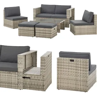 Juskys Polyrattan Lounge Salou - Grau