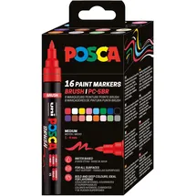 Posca Marker Brush Pen Set 16 St. mehrfarbig