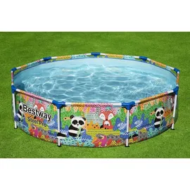BESTWAY Steel Pro Paradise Frame Pool rund 274 x 66 cm bunt