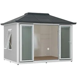 Sunjoy Alu/Stahl Gartenhaus RIGA - 302cm x 386cm, grau