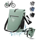 MIVELO Fahrradtasche für Gepäckträger - 3in1 Gepäckträgertasche Rucksack Umhängetasche - 100% wasserdicht und PVC-frei - mit herausnehmbarer Laptoptasche (Mint)