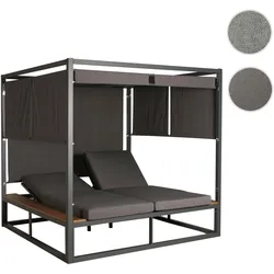 Aluminium Lounge-Gartenliege HWC-M63, Sonnenliege Bali-Liege Doppelliege Outdoor-Bett Daybed, 10cm-Polster ~ dunkelgrau