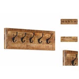 vidaXL Wandgarderobe mit 5 Haken Massivholz Mango