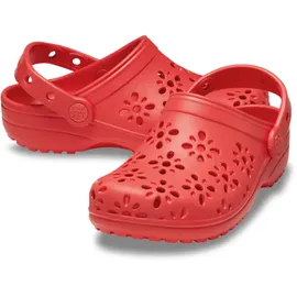 Crocs Classic Floral Cut Out Clog K Clog, Cherry Red, 33/34
