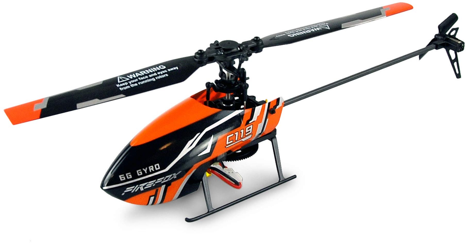 Amewi 25312 AFX4 Single-Rotor Helikopter 4-Kanal 6G RTF 2,4GHz RC Hubschrauber, Schwarz-orange