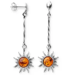Paar Ohrhänger OSTSEE-SCHMUCK "Ostsee-Schmuck Ohrhänger Sonne 19 mm Ohrhänger Sonne 19 mm", weiß, Ohrringe, Damen, 56 x 19mm, Silber 925 (Sterlingsilber)