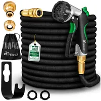TRESKO TRESKO® Premium Gartenschlauch Flexibler Wasserschlauch dehnbarer Flexischlauch schwarz