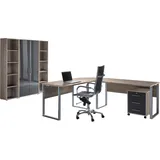 BMG Möbel Büro Office Edition Set 3, Sonoma/ Eiche/Anthrazit