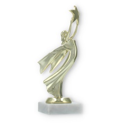 Siegerfigur Victoria gold auf weißem Marmorsockel 20,5cm