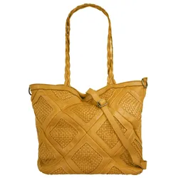 Shopper SAMANTHA LOOK, Damen, Gr. B/H/T: 33cm x 30cm x 15cm onesize, gelb, Leder, Taschen, echt Leder, Made in Italy
