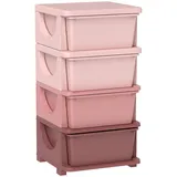 Homcom Aufbewahrungsboxen Rosa, Kunststoff, 37x76x37 cm, Babymöbel, Kinderkommoden