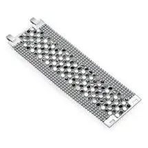 Unique Armband Silberfarben mit schwarzen Steinchen MOA0007 Größe 18