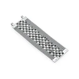 Unique Armband Silberfarben mit schwarzen Steinchen MOA0007 Größe 18