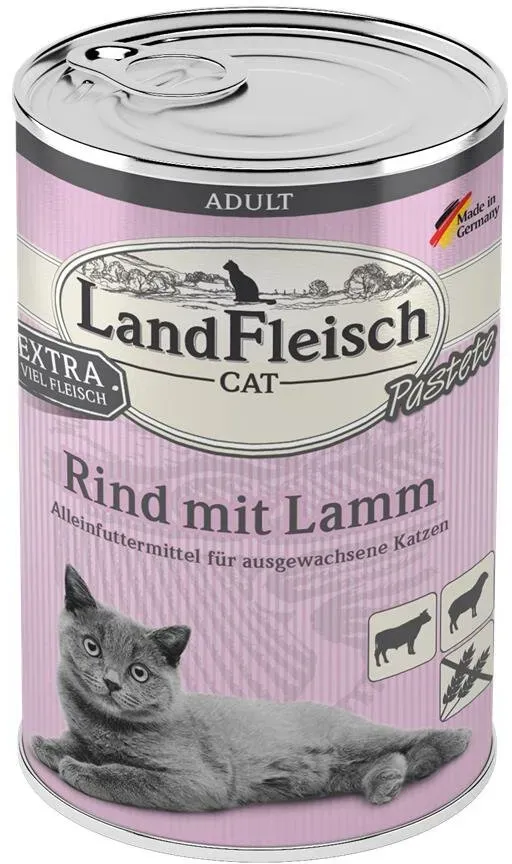 LandFleisch Cat Adult Pastete Rind mit Lamm 6x400g