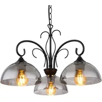 GLOBO Pendelleuchte 3-flg. E27 120 cm schwarz Rauchglas