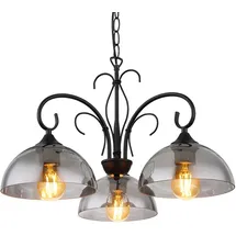 GLOBO Pendelleuchte 3-flg. E27 120 cm schwarz Rauchglas
