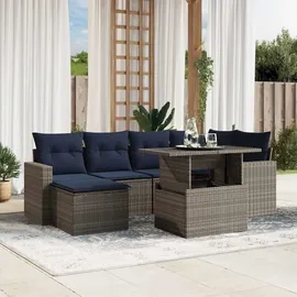 vidaXL Gartensofa-Set 7-tlg. grau Polyrattan