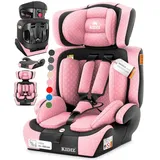 KIDIZ Autokindersitz, Kinderautositz 1-12 Jahre, Mitwachsend, Gruppe 1+2+3, 9-36 kg Autositz rosa