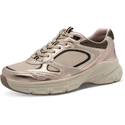 Plateausneaker TAMARIS, Damen, Gr. 41, rosa (rosegoldfarben), Textil, Lederimitat, metallic, kontrastfarbene Details, sportlich, Schuhe, Freizeitschuh, Halbschuh, Schnürer, Details in Metallicoptik
