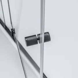 Bernstein Nischendusche mit Drehtür an Festfeld NT606 - FLEX - Nano Klarglas - 6 mm - Breite & Profilfarbe wählbar, Breite:1000 mm, Profilfarbe:Schwarz matt