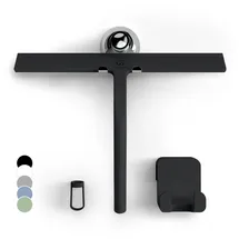 GÜTEWERK Duschabzieher Set mit Halterung schwarz 28 cm