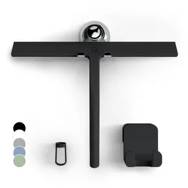 GÜTEWERK Duschabzieher Set mit Halterung schwarz 28 cm