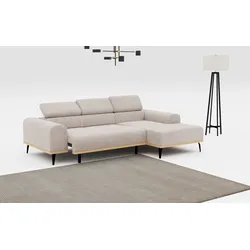 Ecksofa PLACES OF STYLE "Carlo L-Form", grau (elephant), B:244cm T:157cm, Sofas, Kopfteilverstellung