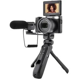 AgfaPhoto AGFA PHOTO – All-in-one-Vlogging-Set: Kamera VLG-4K Optical, Powerbank-Stativ, Fernbedienung, Mikrofon und Micro-SD-Karte (32 GB) – Verewigen S... - Schwarz