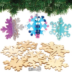 Holz 3D Schneeflocken  (pro Set 6) Bastelbedarf zu Weihnachten
