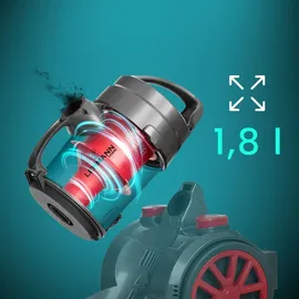 Lehmann Staubsauger beutellos Zyklon 1,8 L, Düsensatz, Turbobürste, Max 4000 Watt, HEPA-Filter - Rot