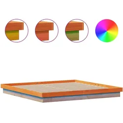 vidaXL Massivholzbett mit LED-Beleuchtung Wachsbraun 200x200 cm Kiefer